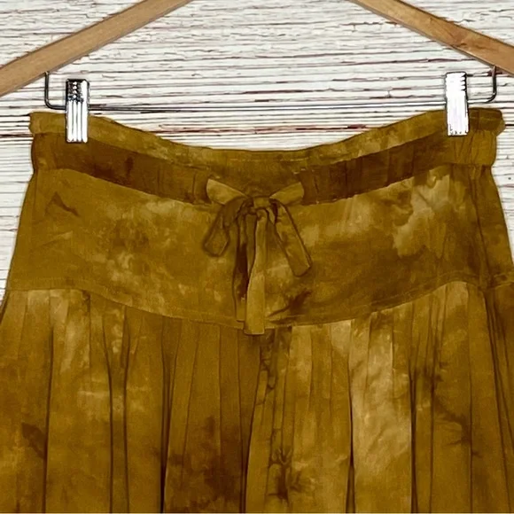 Madewell Tie Front Paperbag Midi Skirt in Egyptian Gold Tie Dye Sz S - Picture 5 of 13